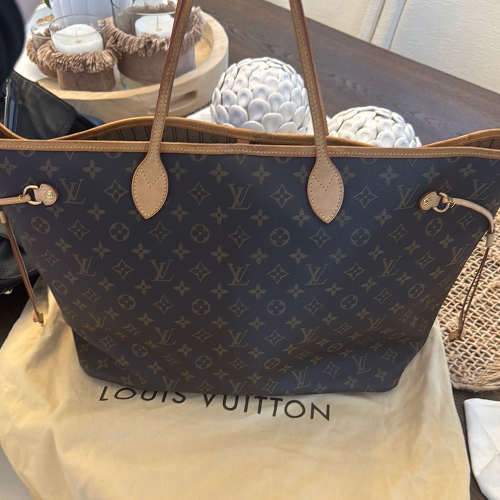 Louis Vuitton Signature Monogram Tote in Brown and Tan